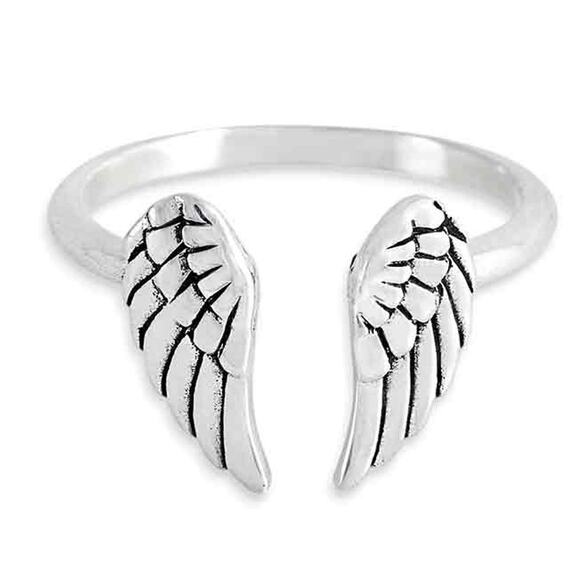 Artisan Sterling Silver Adjustable Angel Wing Ring - Picture 1 of 5
